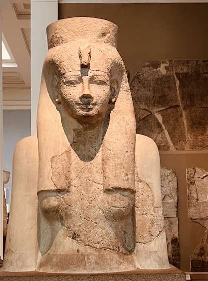 Old sculpture of Egyptian figure at the museum in London